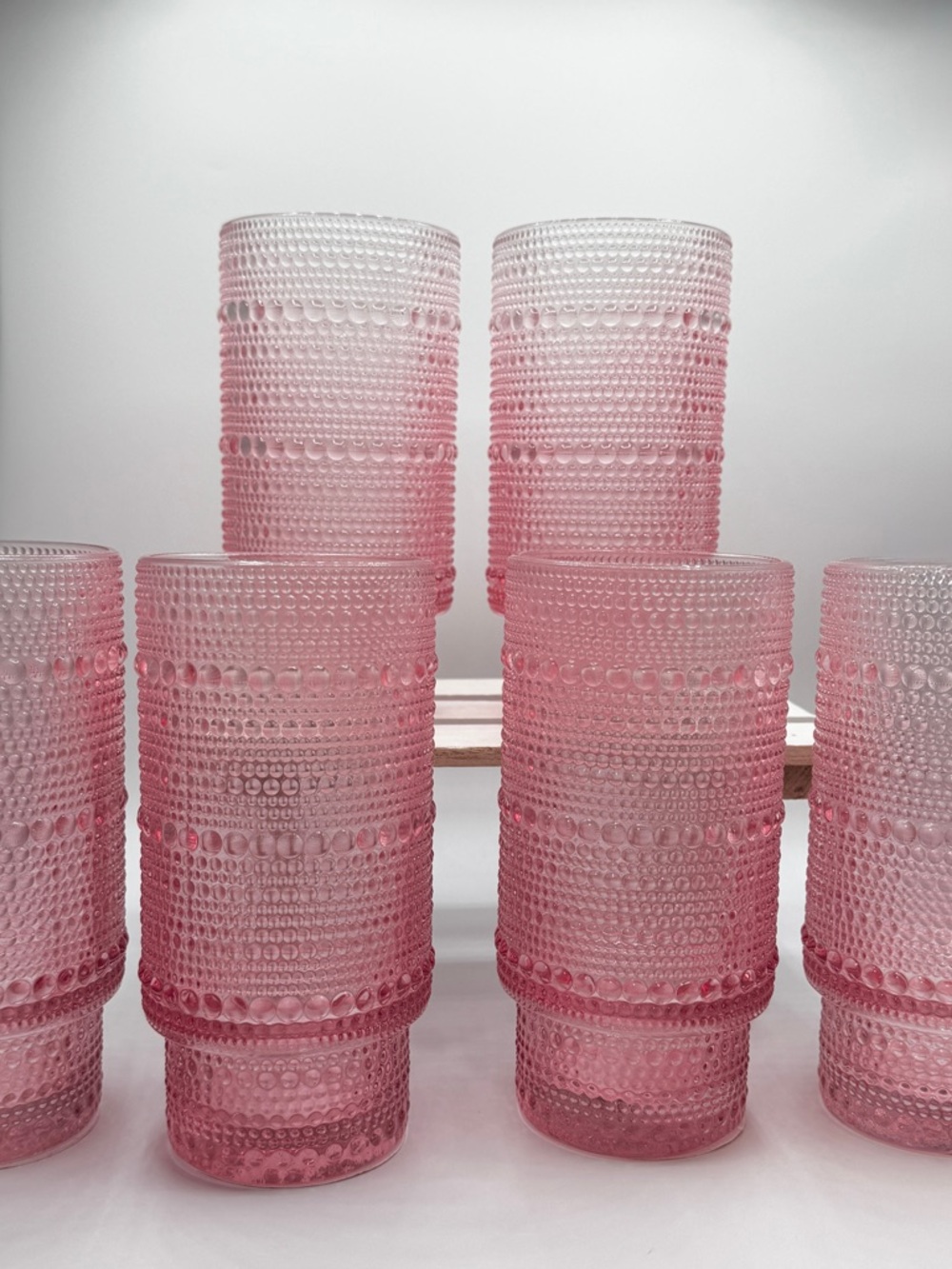 BKLYN Steel Co. Pink Beaded Glass Tumblers - Due to Size 1 Set w/each Purchase - Picture 3 of 6
